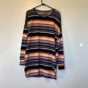 BELLAMIE multi colored striped long sleeve pocket cozy soft sweater xl